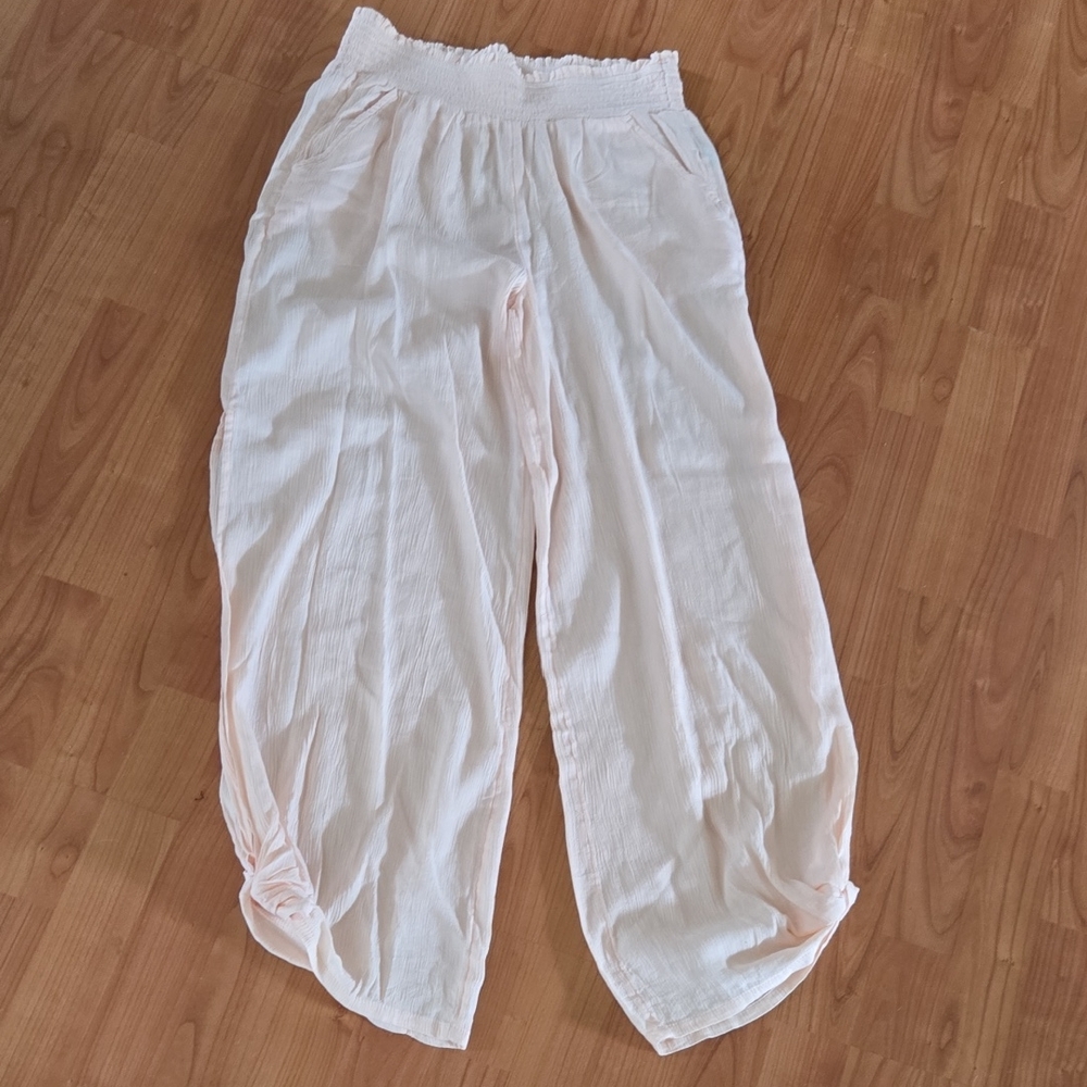 Crinkle Wide-Leg Pants